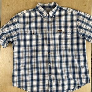 Carhartt Mens XL Button Down Short Sleeve 2 Pocket Plaid Shirt.